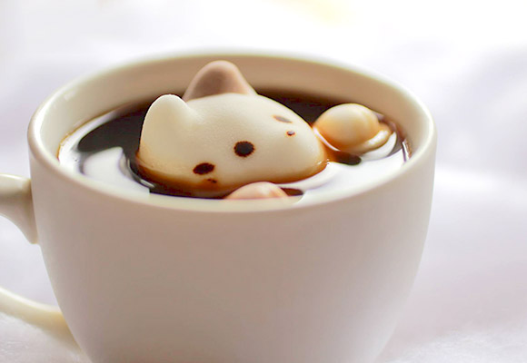 cat cafe marshmallow coffee